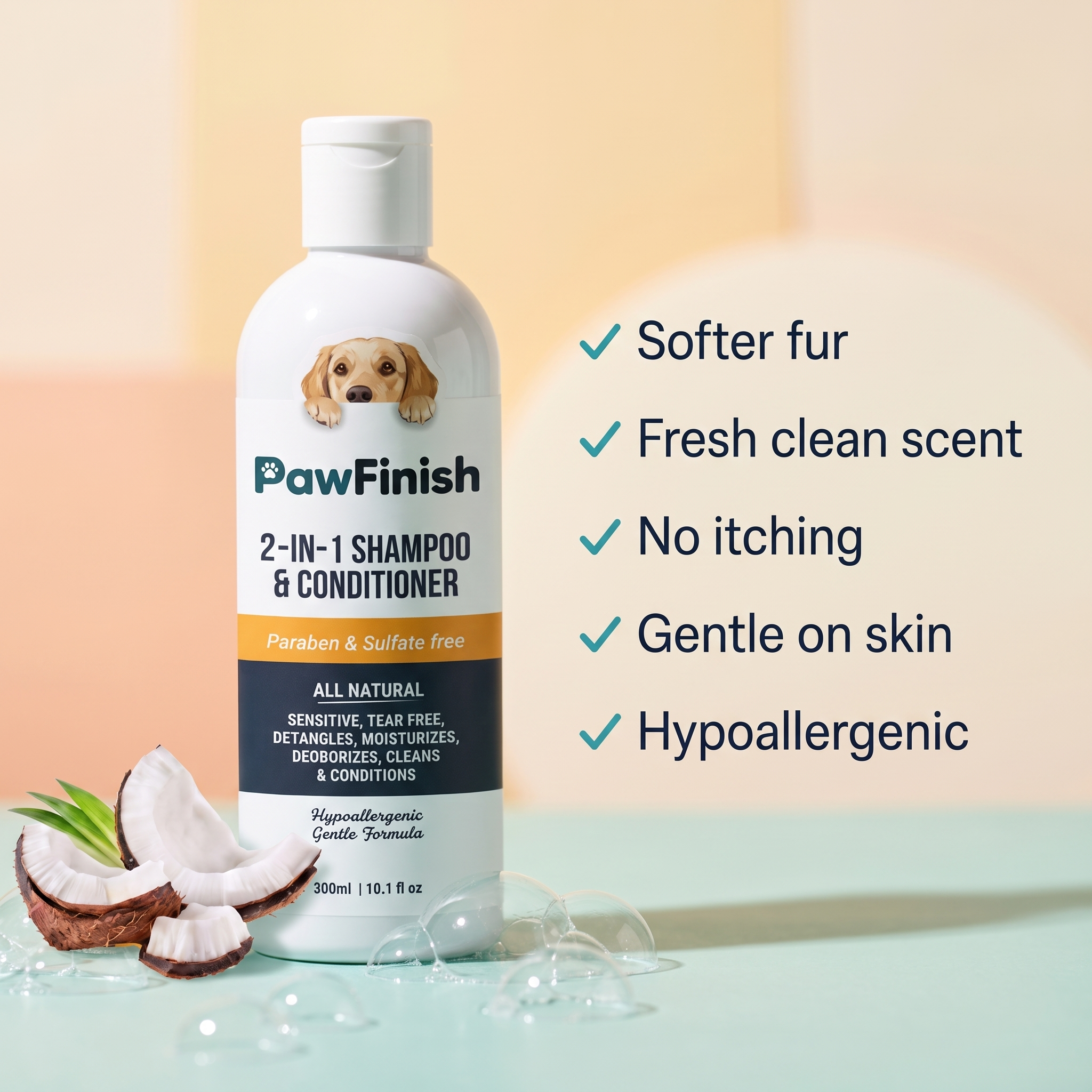 PawFinish Shampoo & Conditioner 2-in-1 (300ml)